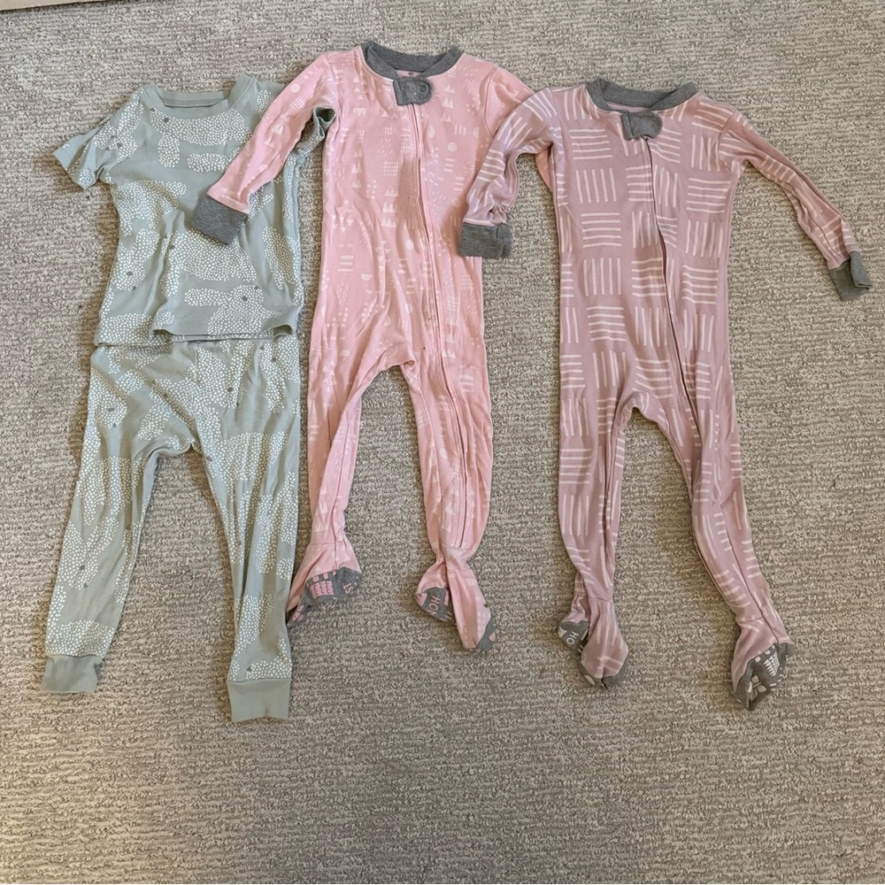 Cozy Kids One Piece Pajamas - Pink and Green